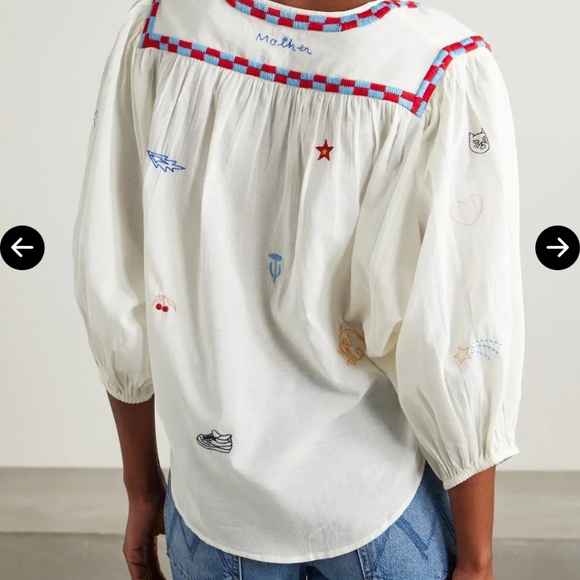 NWOT The Breeze Embroidered Cotton-Blend Voile White Blouse Size Extra Small - Picture 2 of 6